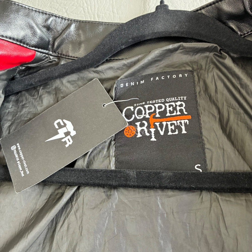 NWT Copper Rivet Moto Biker Racing Jacket Men's Small Read Blemished Never worn. - Picture 12 of 16